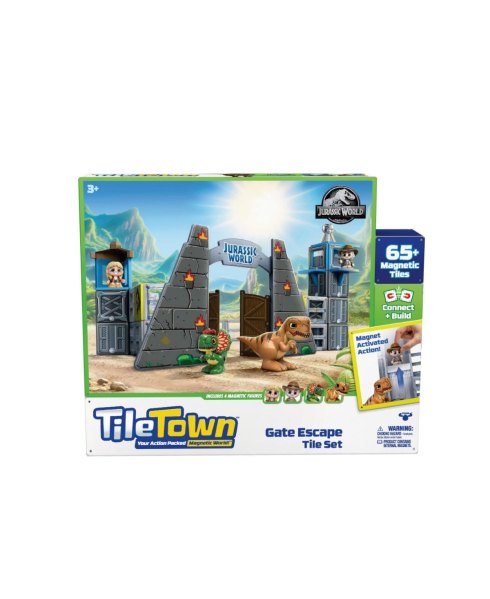 Tile Town Jurassic World Dino Escape Magnetic Tiles Playset, 69 Piece - Multi