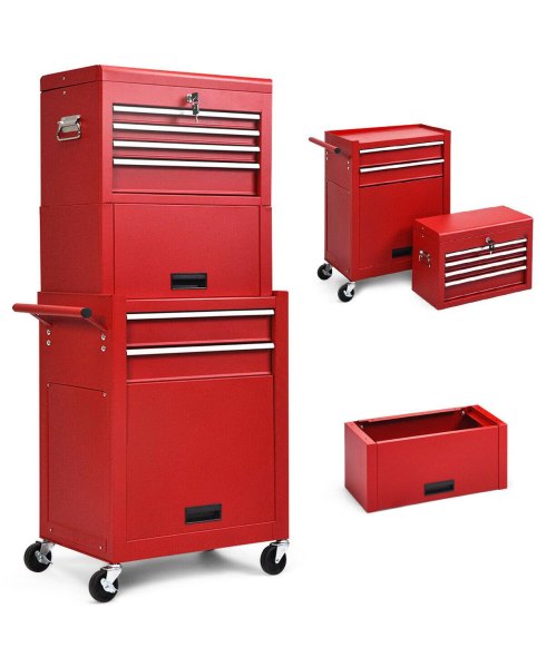 6-Drawer Tool Chest w/ Heightening Cabinet - Red