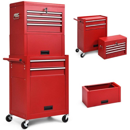 6-Drawer Tool Chest w/ Heightening Cabinet – Red