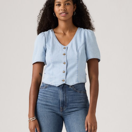 Levis Womens Moxie Cotton Short-Sleeve Denim Blouse – Soft As Butter 3