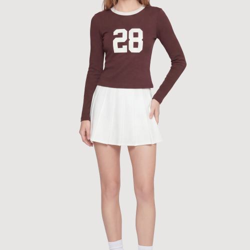 Womens 28 Graphic Long Sleeve Crew Neck Top