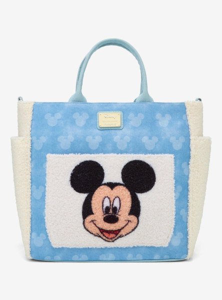 Loungefly Disney Mickey Mouse Sherpa Convertible Tote Bag BoxLunch Exclusive