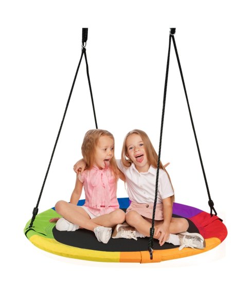 Sugift 40-Inch Flying Saucer Tree Swing Outdoor Play Set with Easy Installation Process for Kids - Red