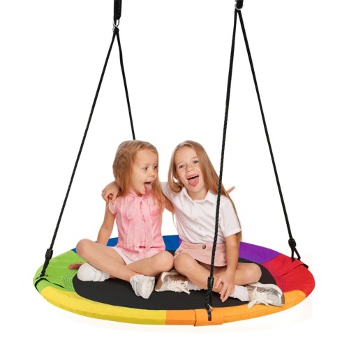 Sugift 40-Inch Flying Saucer Tree Swing Outdoor Play Set with Easy Installation Process for Kids – Red