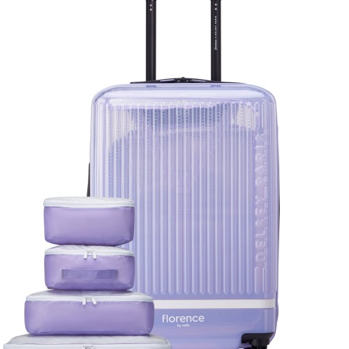 florence by mills x Delsey Paris 20 Gotta Glow Expandable Carry-On Spinner Upright – Translucent Purple