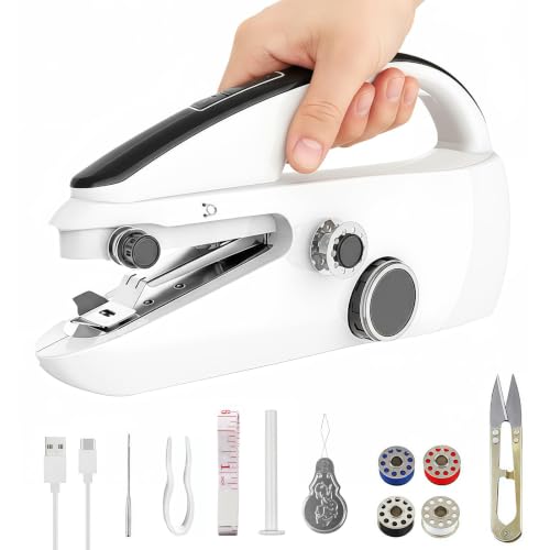 Handheld Sewing Machine for Beginners, Portable Mini Sewing Machine with Two Speed Modes