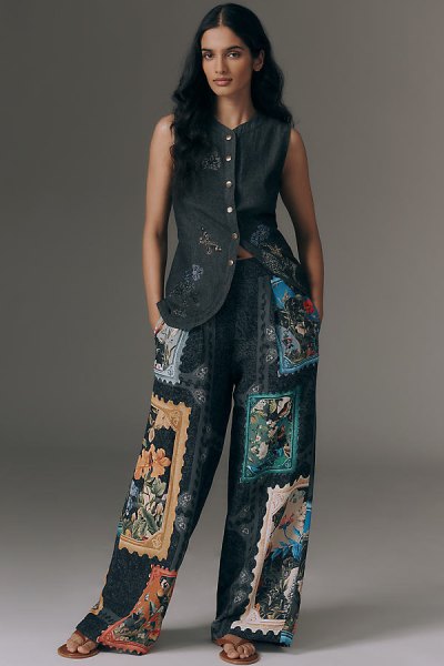 Floral Printed Wide-Leg Pants