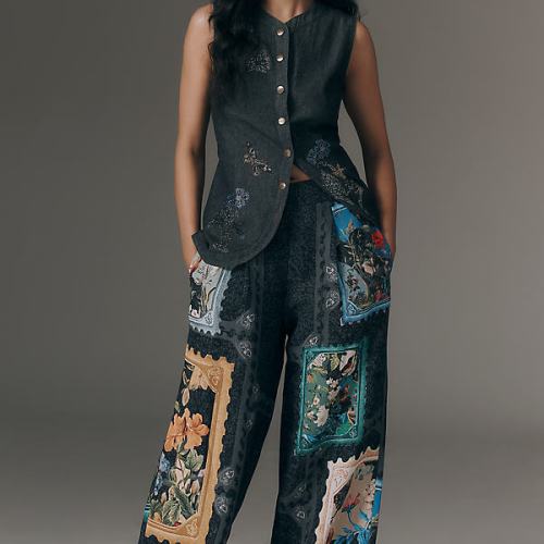Floral Printed Wide-Leg Pants