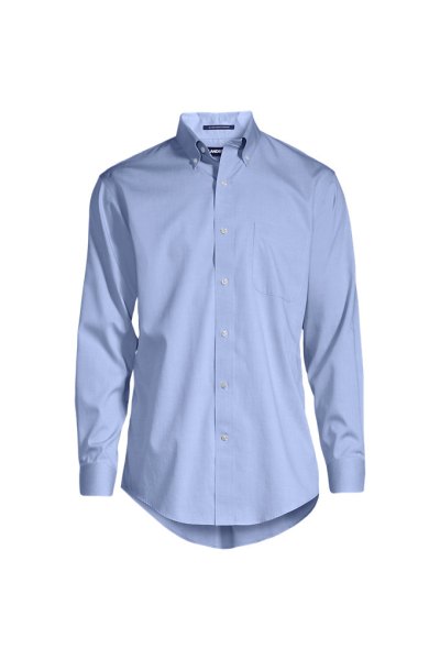 Mens Big and Tall No Iron Supima Cotton Pinpoint Collar Dress Shirt Lands End 20 37