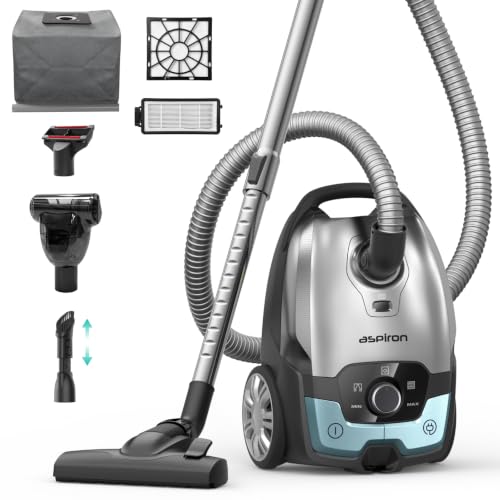 Canister Vacuum, 1700W/45KPA Bagged Vacuum Cleaner, 5L Large Capacity