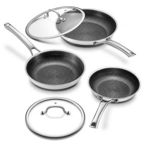 Non Stick Frying Pans set, 8+10+12 inch with Lids