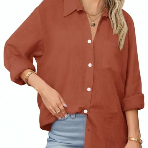 Oversized Button Down Shirts with Pockets