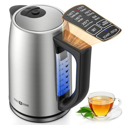 1.7L Electric Tea Kettle, 6 Precise Temperature Presets Stainless Steel