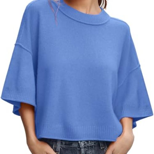 Oversized Sweaters Summer Short Sleeve Casual Cropped