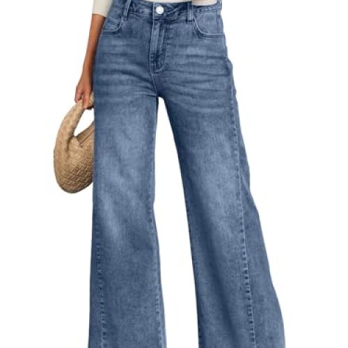 Wide Leg Jeans, Relaxed Loose Straight Leg with Raw Hem