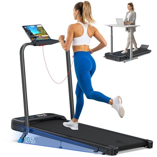 Walking Pad with 10% Incline, 4 in 1 Foldable