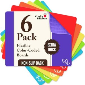 Extra Thick Flexible Plastic Cutting Board Mats, Set of 6