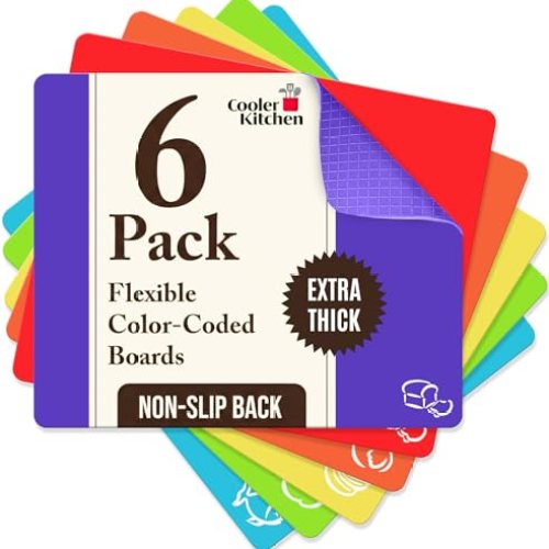 Extra Thick Flexible Plastic Cutting Board Mats, Set of 6