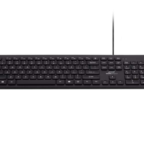 Workstream by Monoprice Low-Profile Spill-Resistant Silent Keyboard – Membrane, Water-Resistant Coating, 10 Million Keystrokes