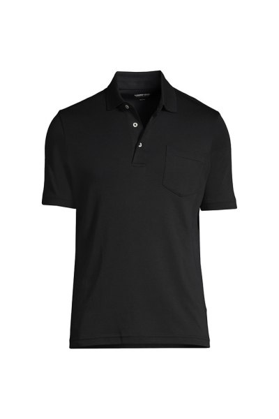 Mens Short Sleeve Cotton Supima Polo Shirt with Pocket Lands End