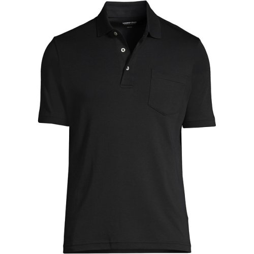 Mens Short Sleeve Cotton Supima Polo Shirt with Pocket Lands End