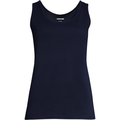 Womens Plus Size Cotton Tank Top Lands End Blue 3X