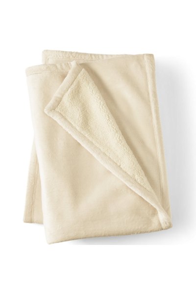 Sherpa Fleece Throw Blanket - Lands End - Ivory