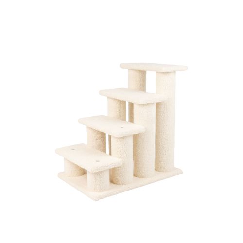 Armarkat 4 Steps Real Wood Pet Stairs Indoor Cat Stairway Step, Ivory, Each Platform 7 Deep, Size: Small | PetSmart