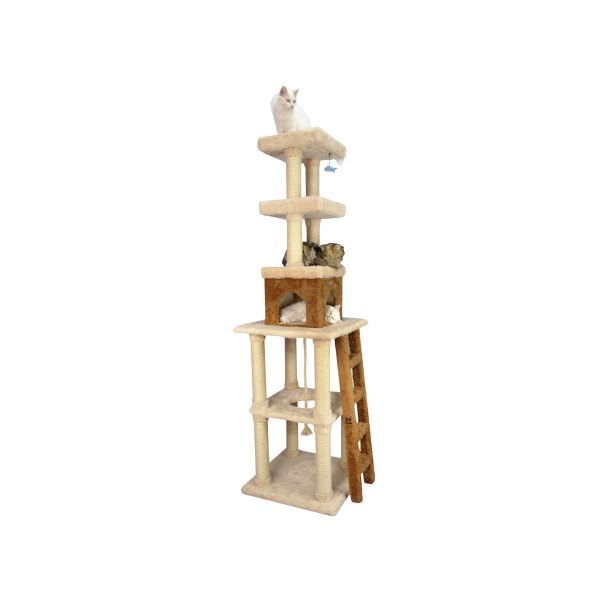 Armarkat 84-In Rope Swing, Ladder And Condo, Real Wood Cat Tree, Beige | PetSmart