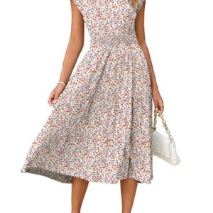 Floral Boho Ruffle Summer Midi Dress