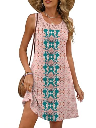 SFloral Dresses Lace Crew Neck Sleeveles