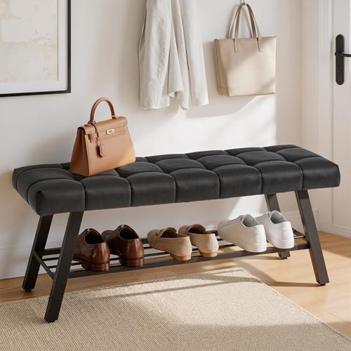 45″ Entryway Bench with Storage Shelf