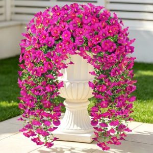 Artificial Hanging Flowers for Outdoors, 6Pcs