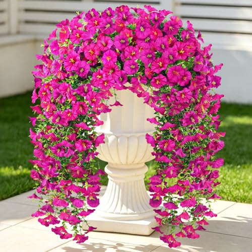 Artificial Hanging Flowers for Outdoors, 6Pcs