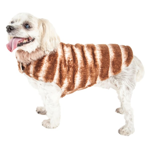 Pet Life Luxe tira-Poochoo Tiramisu Faux Fur Coat in White, Size: | Polyester PetSmart