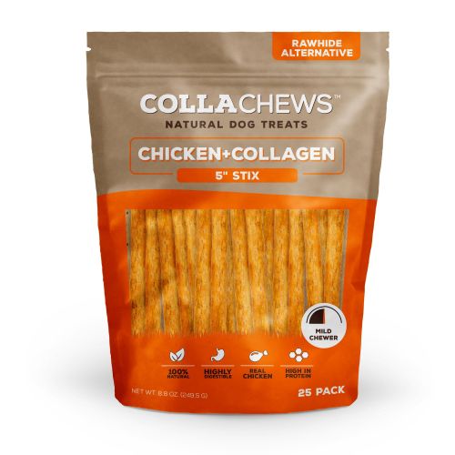 Collachews; Beef Collagen Rawhide Free 5 Stix Dog Treat 25 Count | PetSmart Size: 8.8 oz Brown
