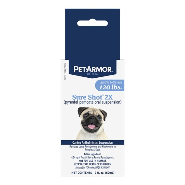 Petarmor Sure Shot 2X Dewormer For Roundworms And Hookworms, Dogs Puppies Over 2 Weeks, Senior, Size: Fl oz | PetSmart