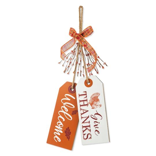 Glitzhome 24 Thanksgiving Wooden Give Thanks Door Hanger | 12.5 x 1.25 x 24 | Michaels
