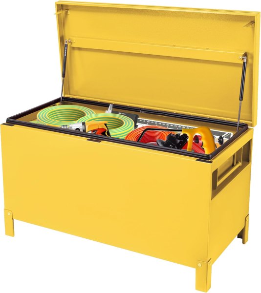 Garvee Industrial Steel Truck Toolbox Lockable Recessed Handles Hydraulic Slow-Close Lid Forklift Ready Waterproof Heavy-Duty Storage for Pickup Beds