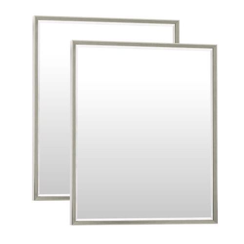 2-Pack 30 in. W x 36 in. H Modern Double Beveled Aluminum Frame Rectangular Wall Mirror, Brushed Nickel