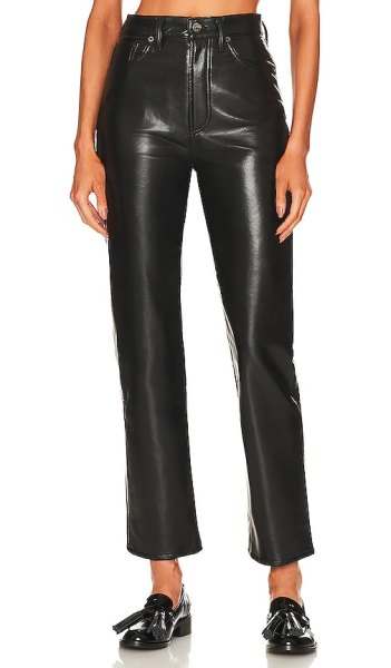 AGOLDE Faux Leather Fitted 90s in Black. - size 32 (also in 33)