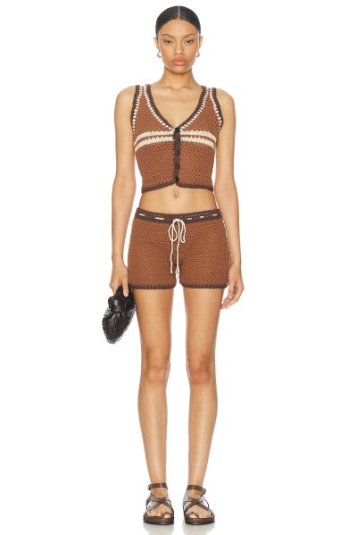 Akoia Swim for FWRD Vest Short Set in Brown