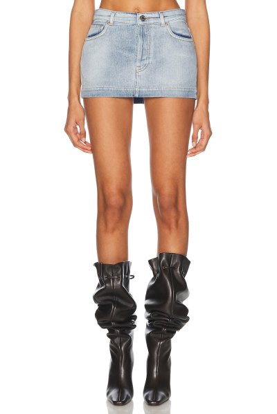 Alexandre Vauthier Denim Mini Skirt in Blue