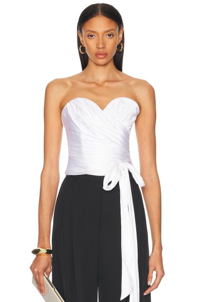 Alexandre Vauthier Satin Strapless Top in White