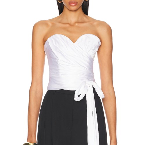 Alexandre Vauthier Satin Strapless Top in White