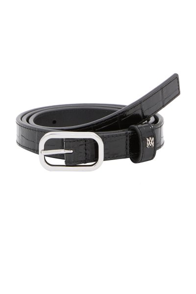 Amiri Croc Embossed 2cm Belt in Black
