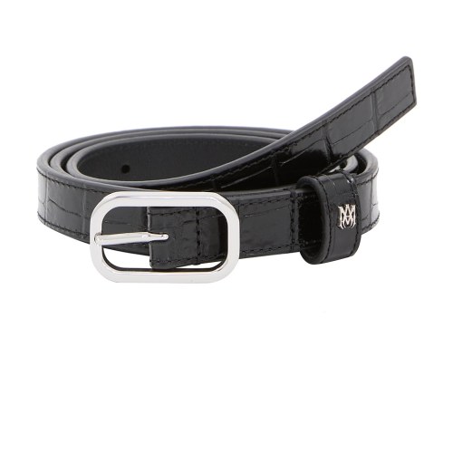 Amiri Croc Embossed 2cm Belt in Black