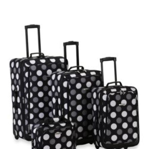Rockland 4 Piece Printed Luggage Set – Black Cross