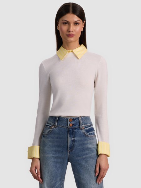 alice olivia PORLA COLLARED SWEATER