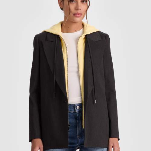 alice olivia JORDAN BLAZER WITH REMOVABLE HOODIE